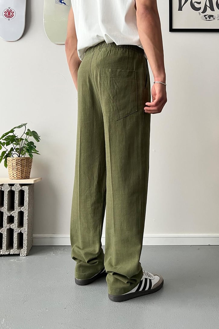 Keten Bel Lastikli Relax Fit Pantolon
