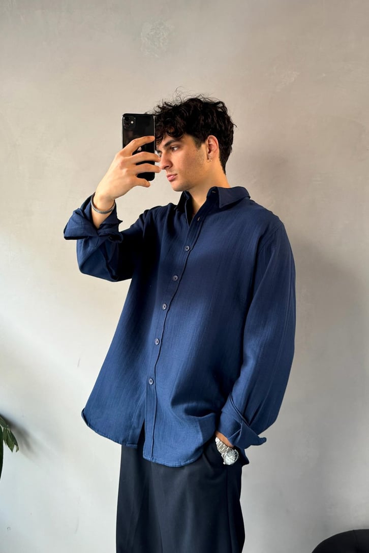 Keten Oversize Basic Gömlek