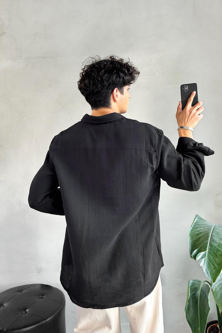 Keten Oversize Basic Gömlek