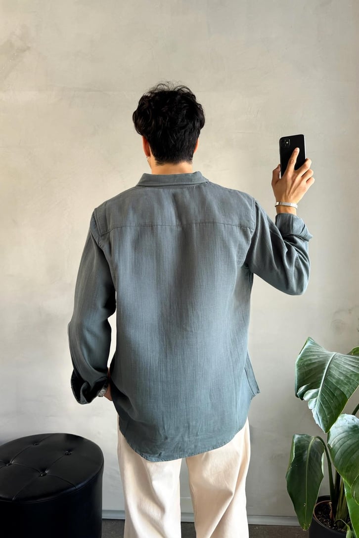 Keten Oversize Basic Gömlek