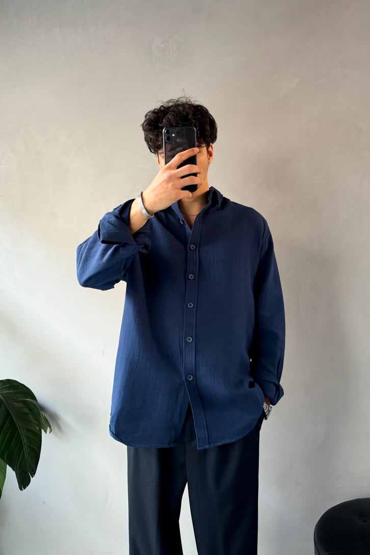 Keten Oversize Basic Gömlek