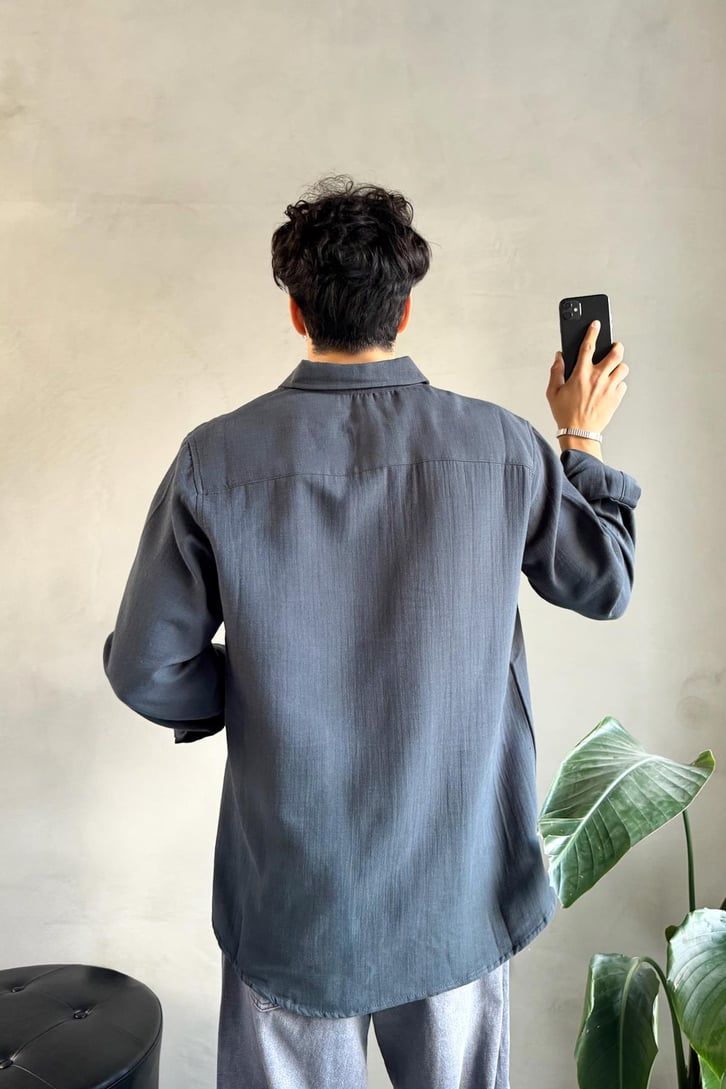 Keten Oversize Basic Gömlek