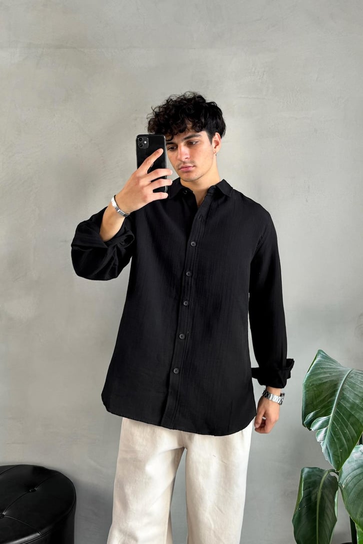 Keten Oversize Basic Gömlek