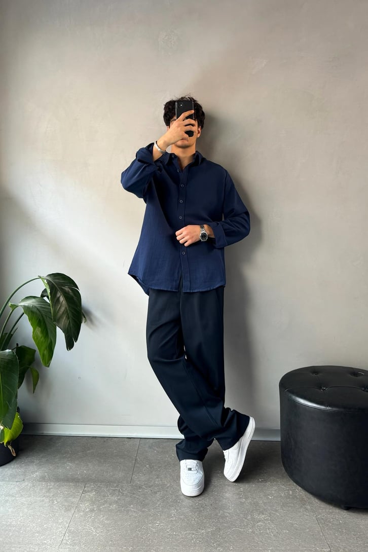 Keten Oversize Basic Gömlek