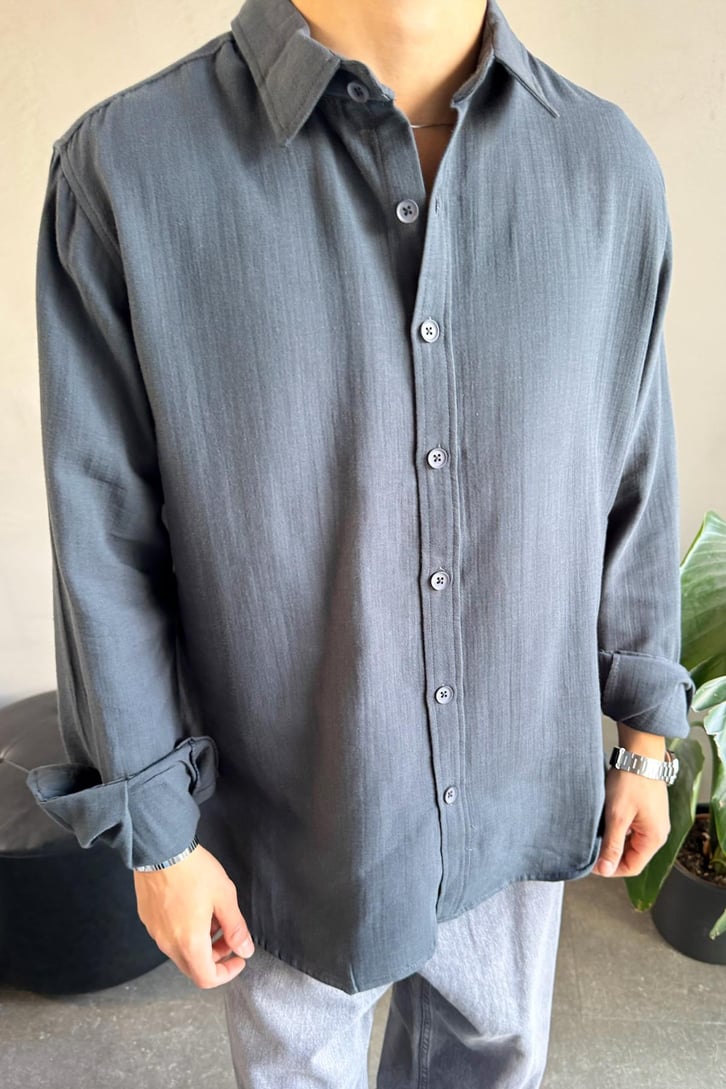 Keten Oversize Basic Gömlek