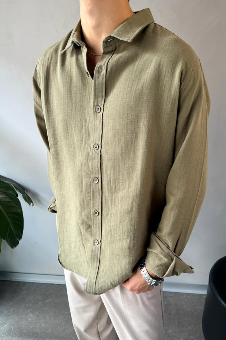 Keten Oversize Basic Gömlek