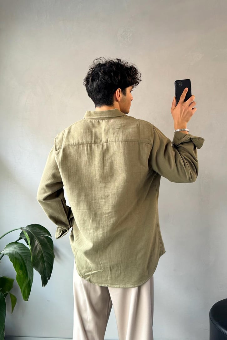 Keten Oversize Basic Gömlek