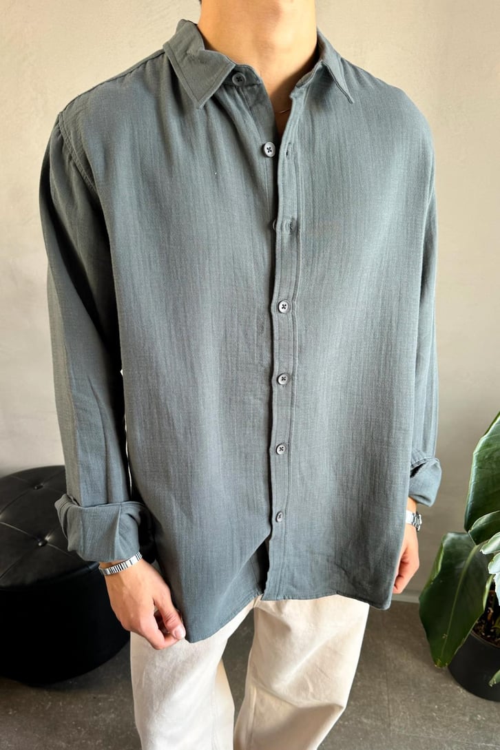 Keten Oversize Basic Gömlek