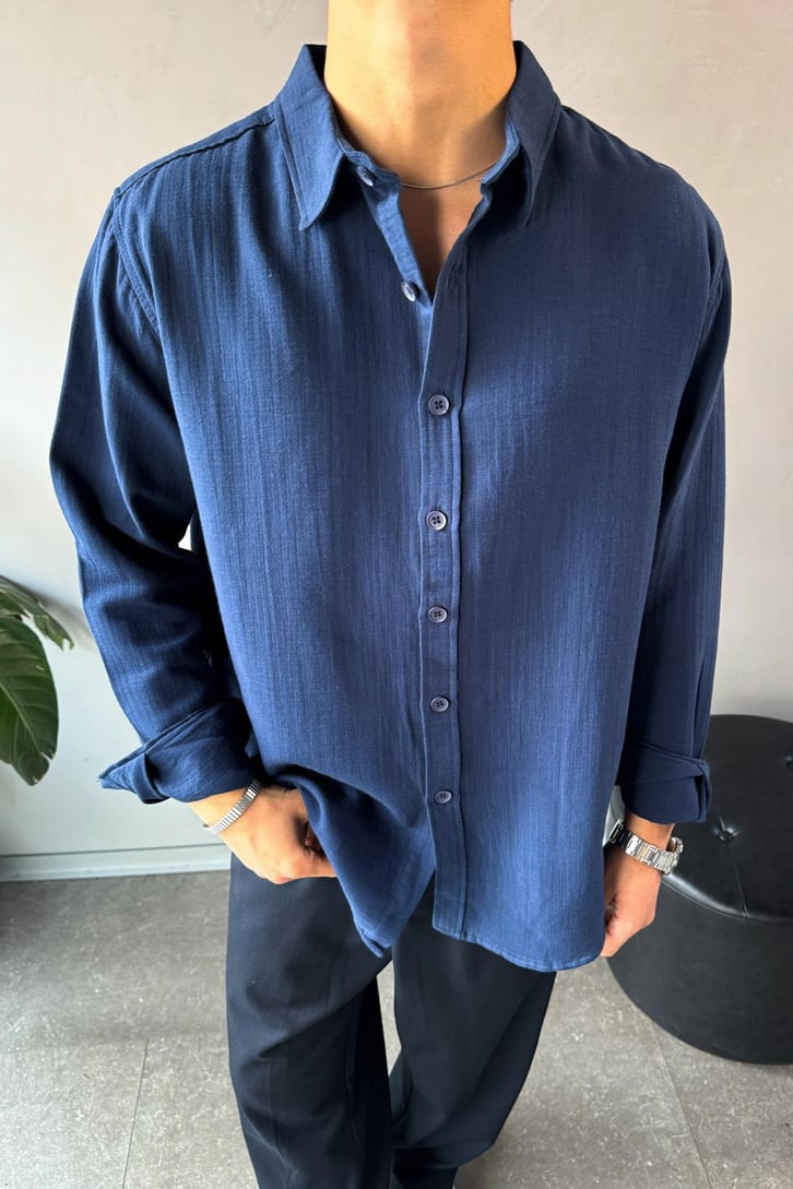 Keten Oversize Basic Gömlek