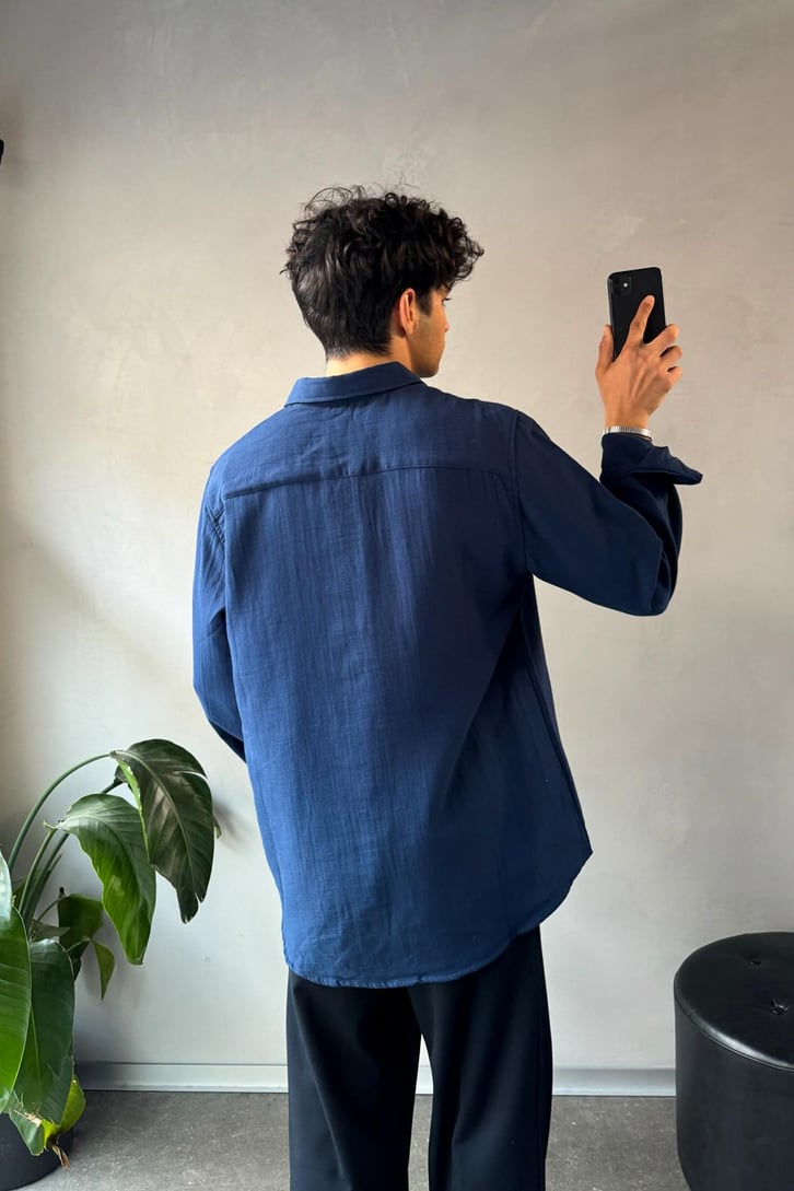 Keten Oversize Basic Gömlek