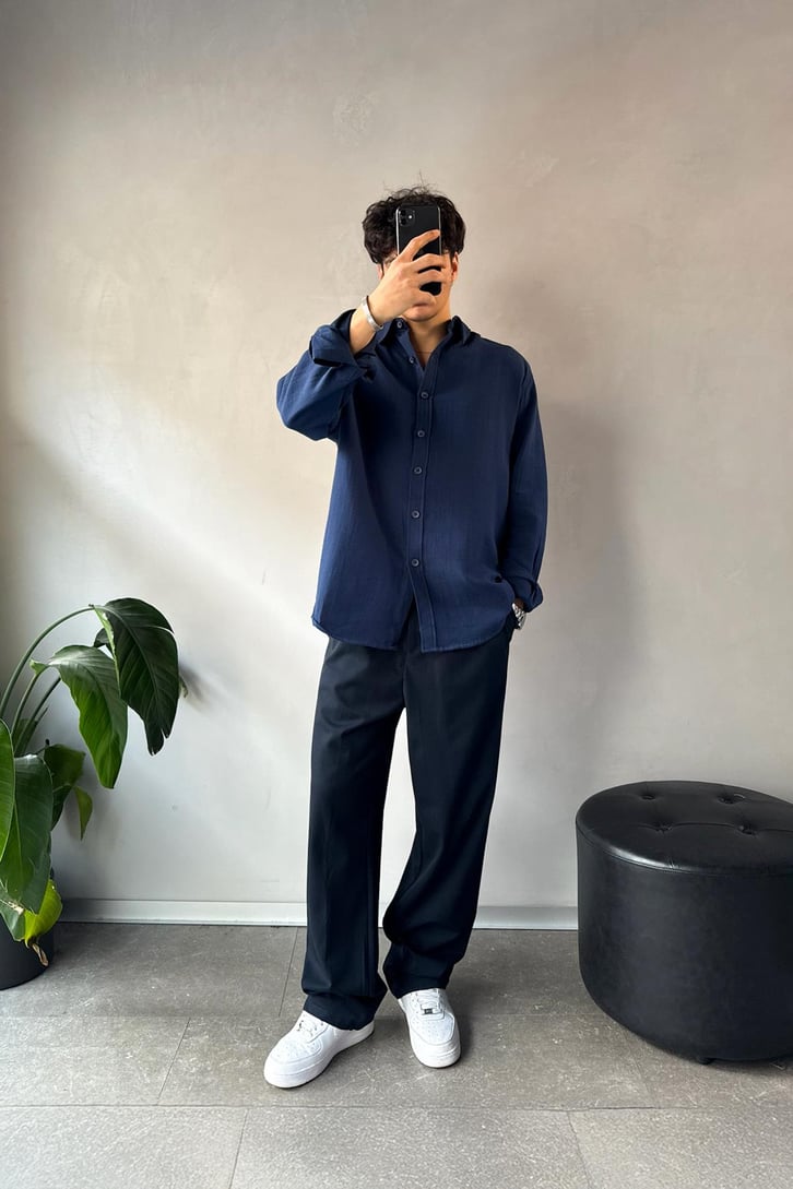 Keten Oversize Basic Gömlek
