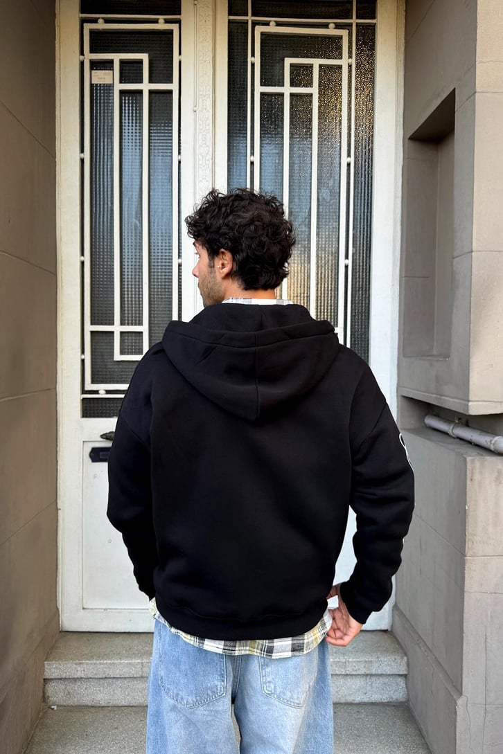 Kol Baskılı Zip Hoodie