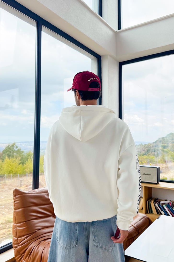 Kol Baskılı Zip Hoodie
