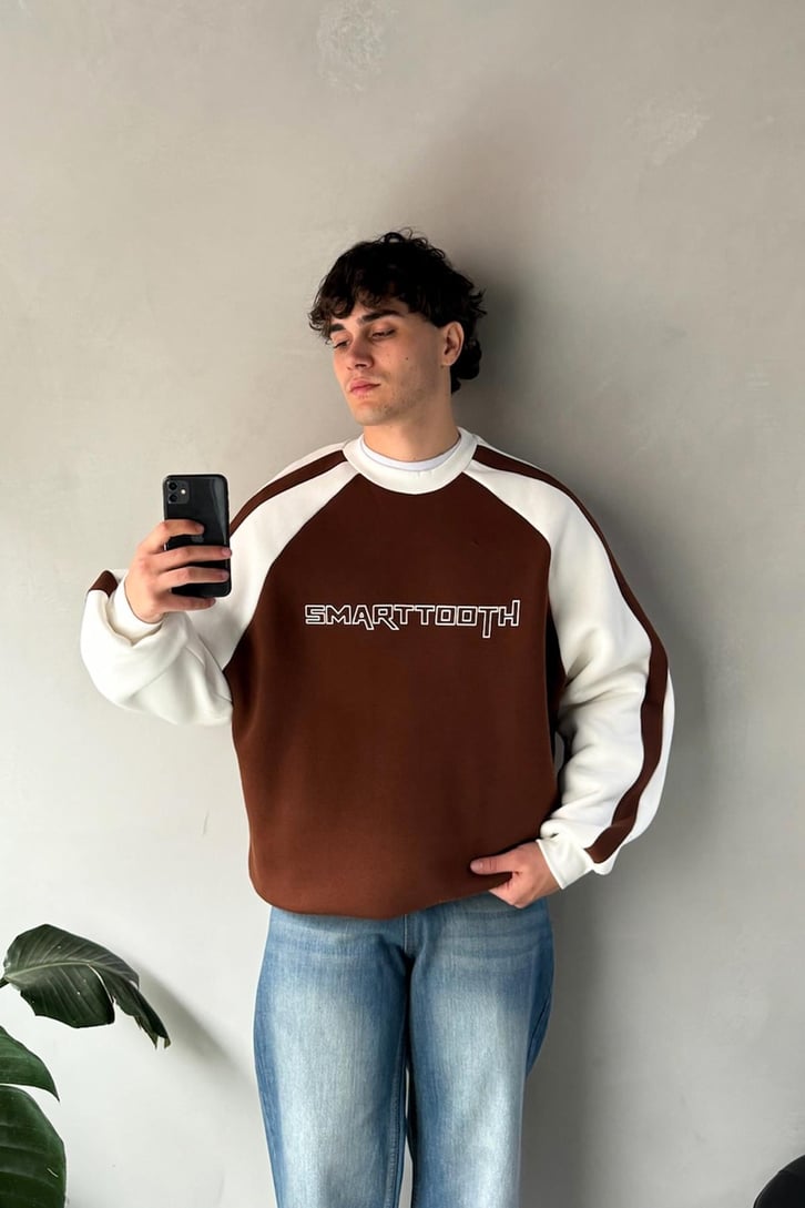 Kol Biye Geçişli Bisiklet Yaka Sweatshirt