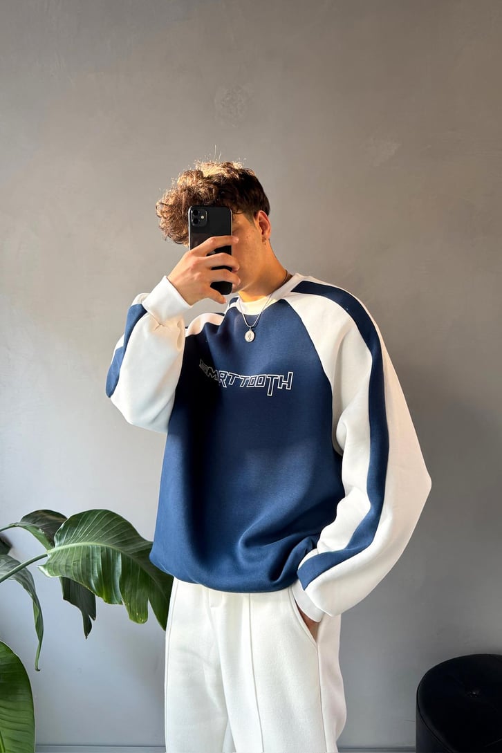 Kol Biye Geçişli Bisiklet Yaka Sweatshirt
