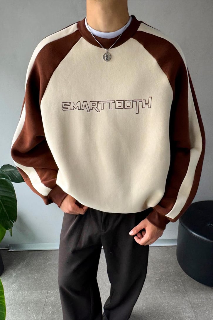Kol Biye Geçişli Bisiklet Yaka Sweatshirt