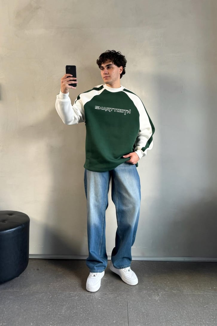 Kol Biye Geçişli Bisiklet Yaka Sweatshirt