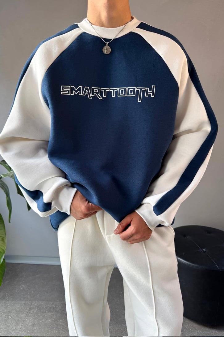 Kol Biye Geçişli Bisiklet Yaka Sweatshirt