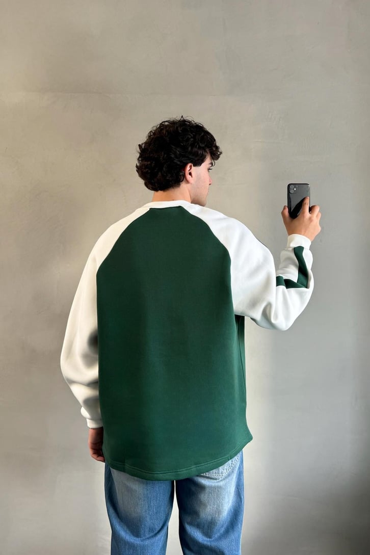 Kol Biye Geçişli Bisiklet Yaka Sweatshirt