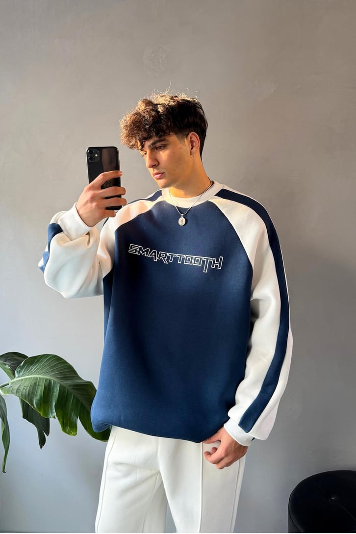 Kol Biye Geçişli Bisiklet Yaka Sweatshirt