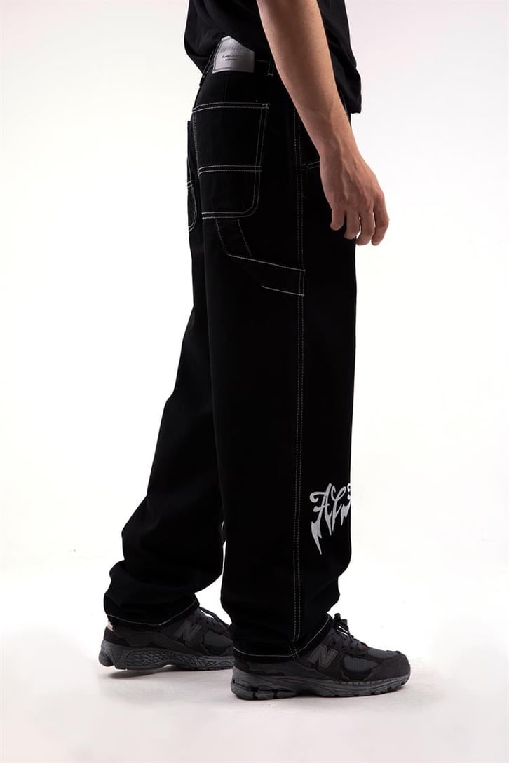 Kontrast Dikiş Text Printed Baggy Jean