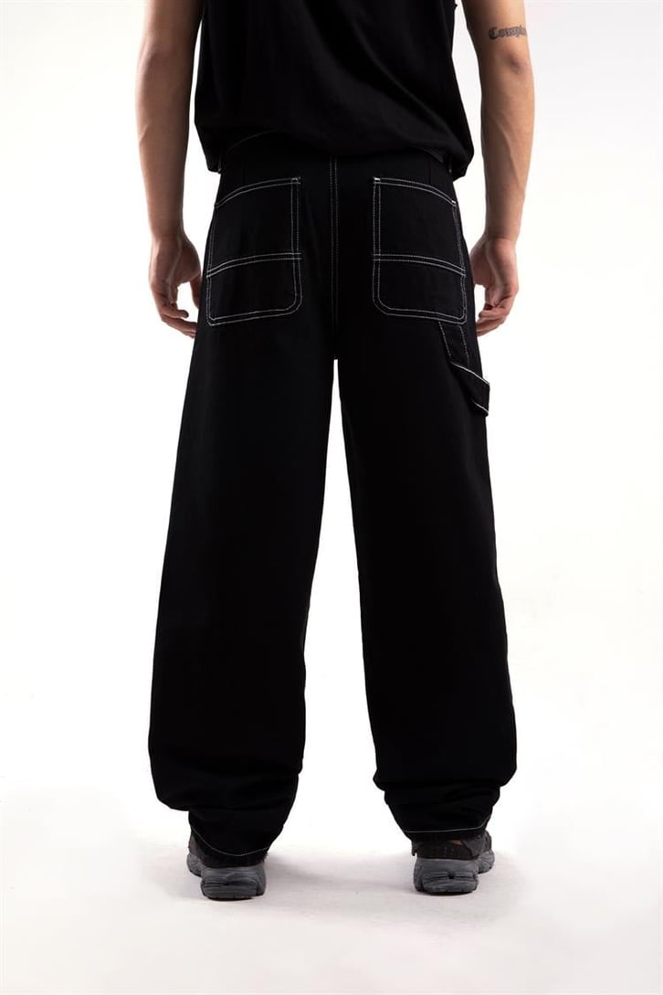Kontrast Dikiş Text Printed Baggy Jean