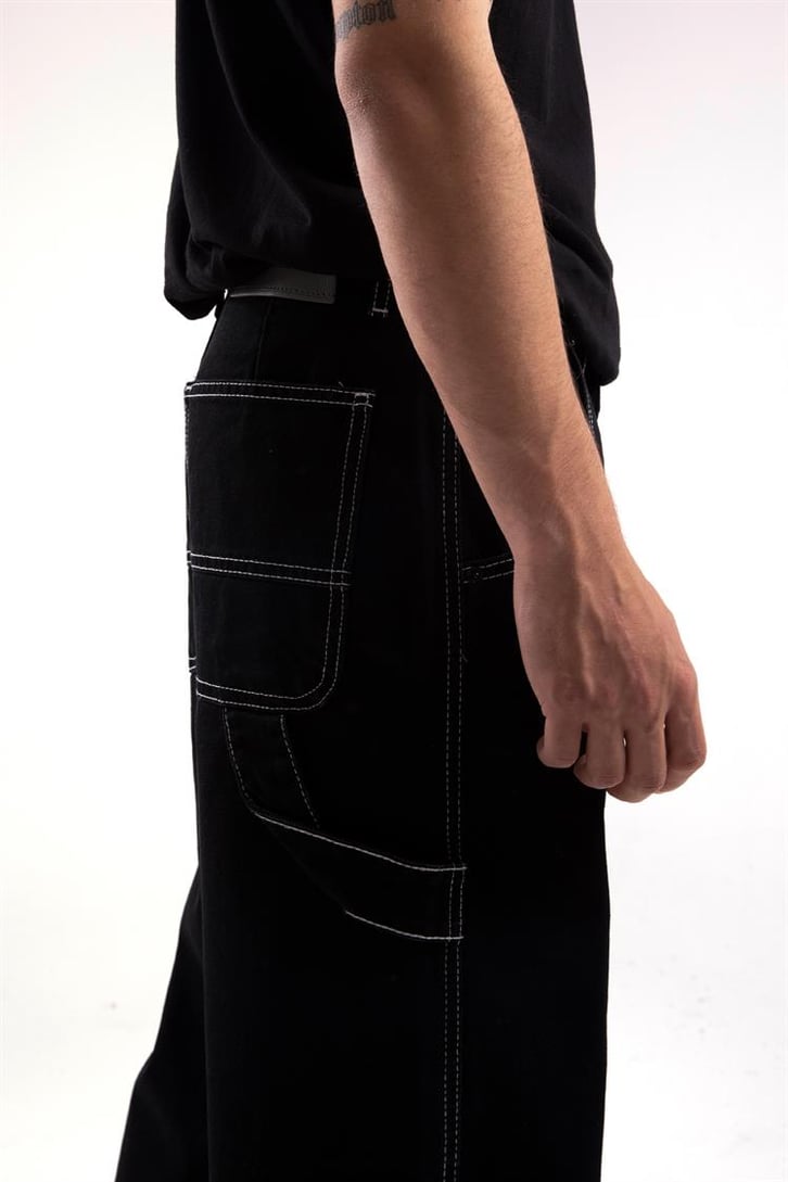 Kontrast Dikiş Text Printed Baggy Jean