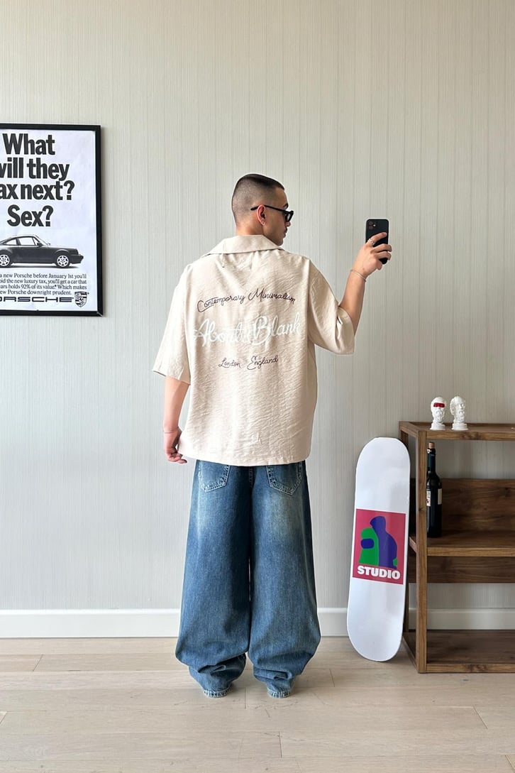 Koyu Mavi Kar Yıkama Süper Baggy Jean
