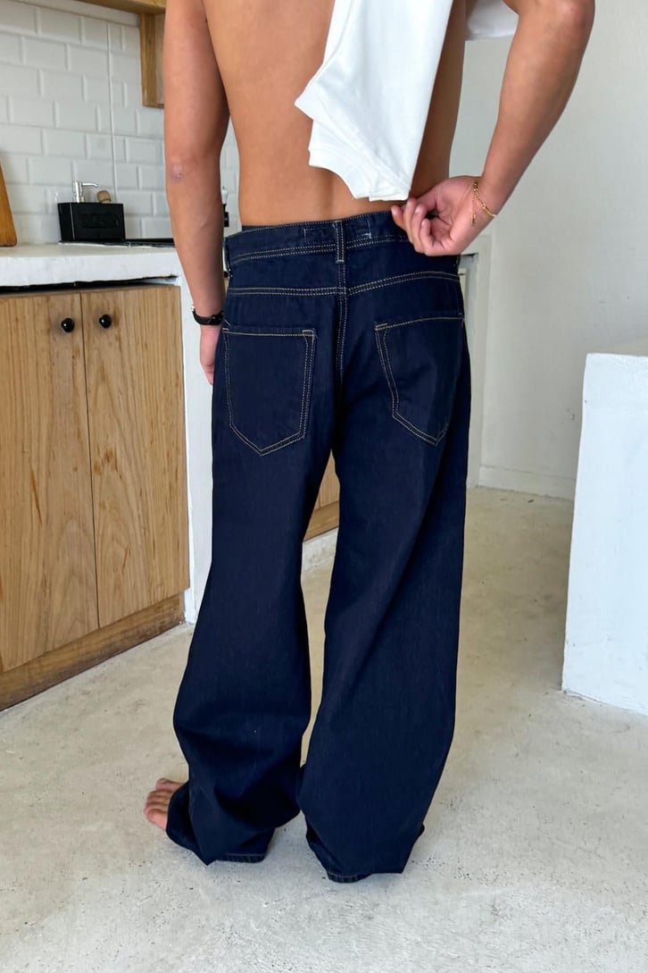 Lacivert Basic Yıkamalı Regular Jean