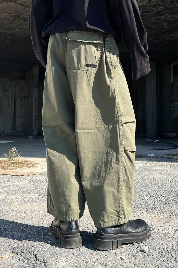 Lastikli Yeşil Paraşüt Kumaş Pantolon