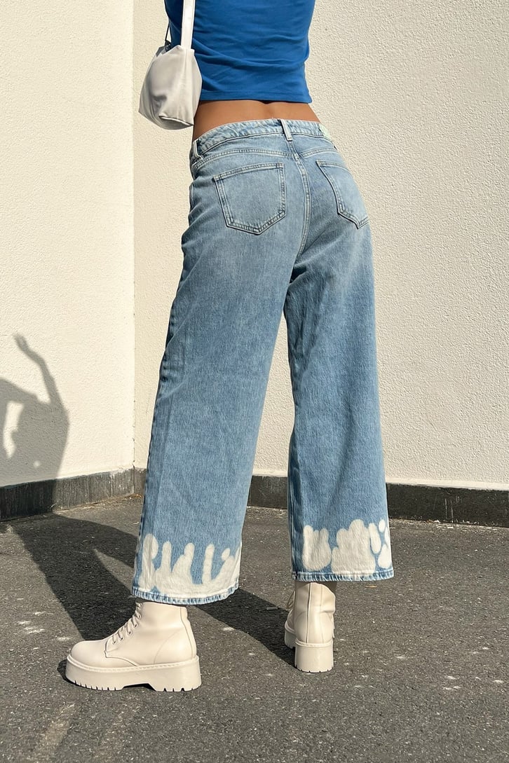 Leg Painted Buz Mavi Baggy Jean