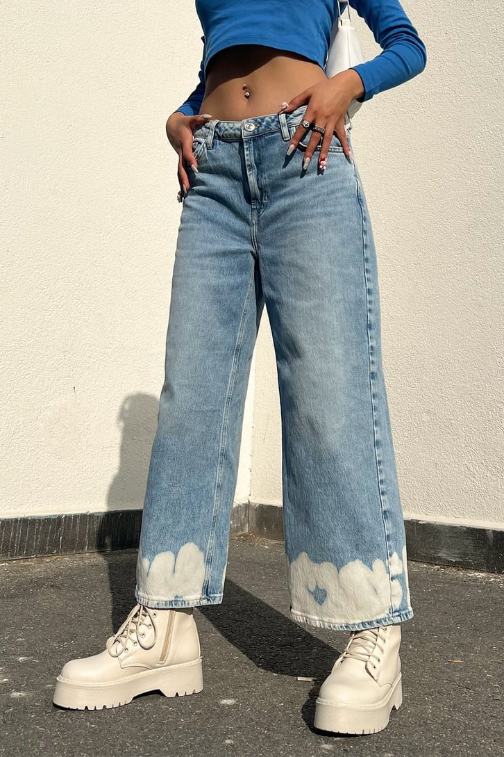 Leg Painted Buz Mavi Baggy Jean