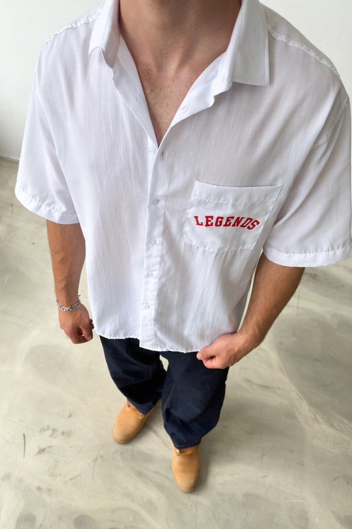 Legends Baskılı Oversize Kısa Kol Gömlek