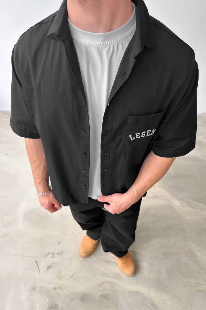 Legends Baskılı Oversize Kısa Kol Gömlek