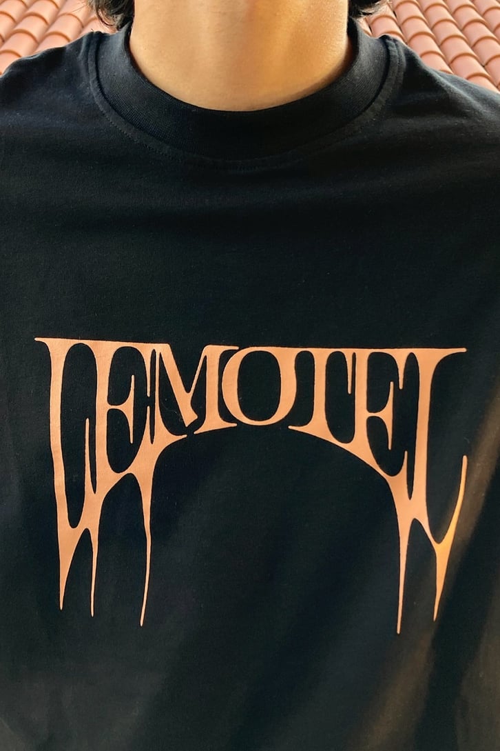 Lemotel Baskılı Siyah Oversize Tshirt