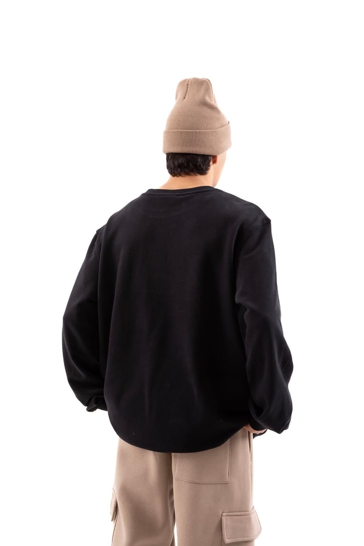 Leon Football Baskılı Siyah Oversize Sweatshirt