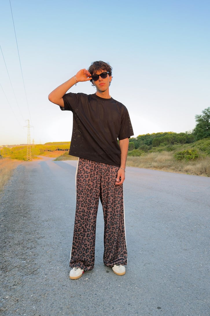 Leopar Baggy Ayarlanabilir Paça Eşofman Altı