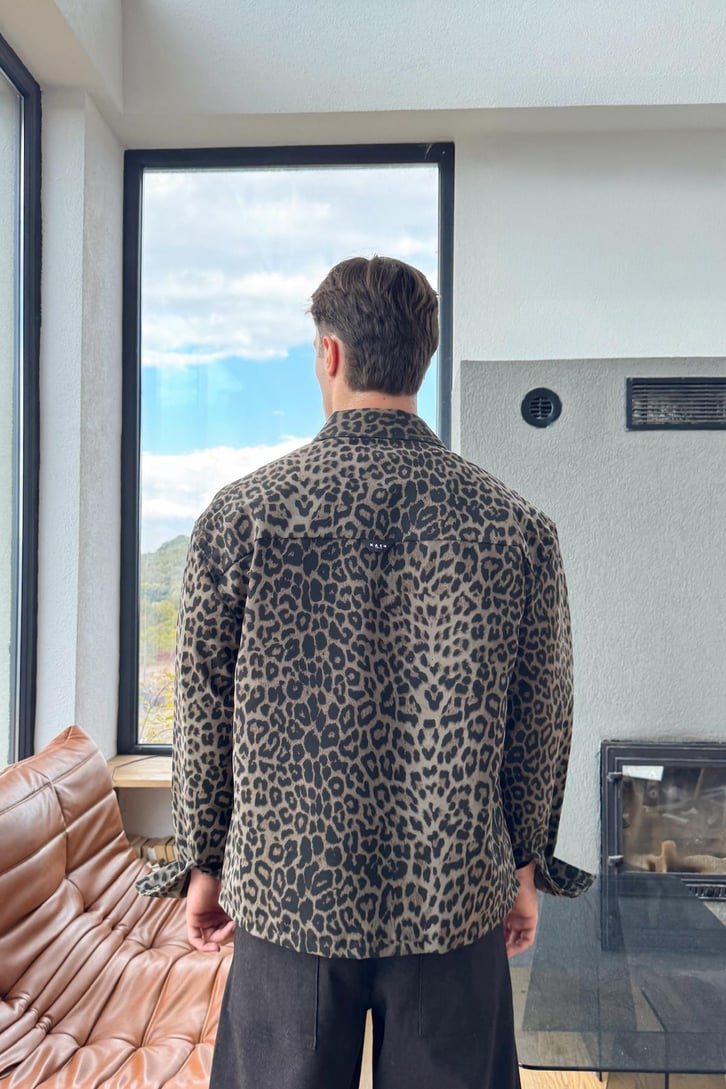 Leopar Desen Gömlek Ceket