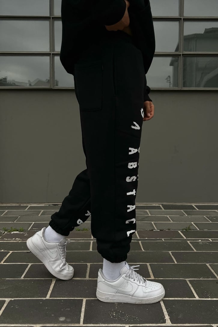 Letter Baskılı Siyah Jogger Fit Eşofman Altı
