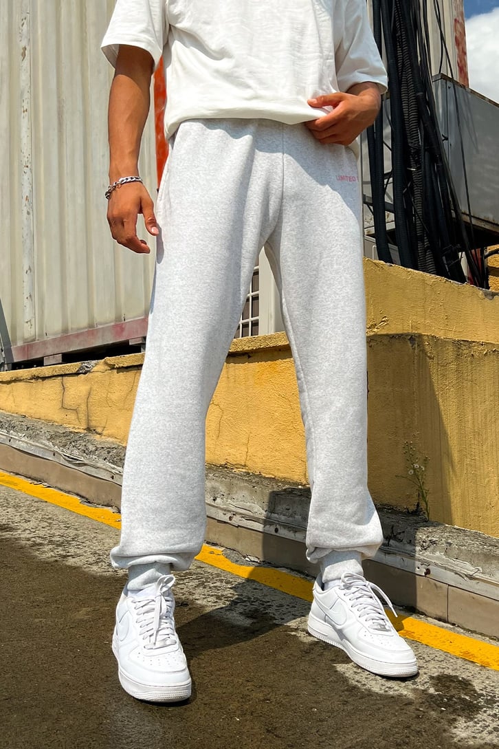 Limited Baskılı Gri Melanj Jogger Eşofman Altı