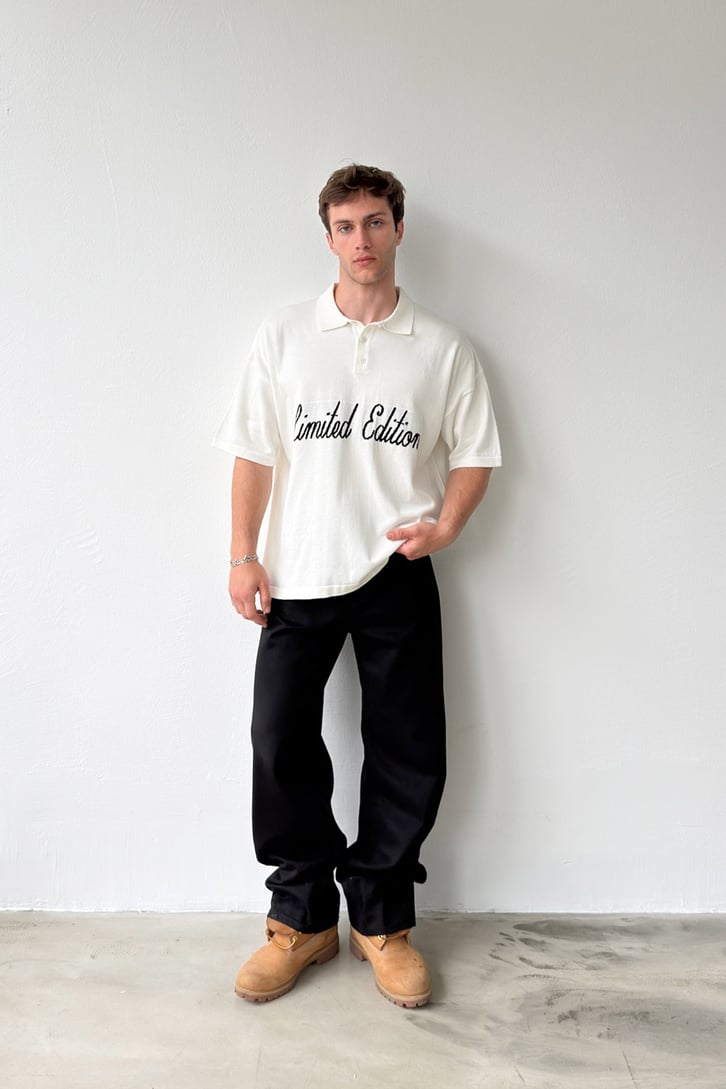 Limited Edition Baskılı Triko Polo Yaka Tişört