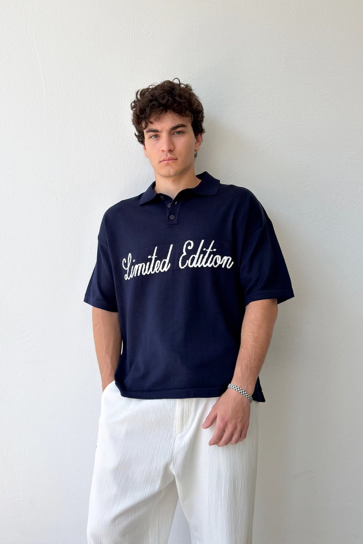 Limited Edition Baskılı Triko Polo Yaka Tişört