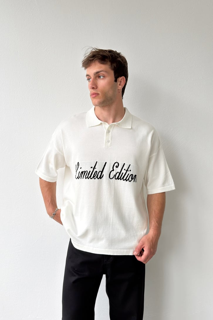Limited Edition Baskılı Triko Polo Yaka Tişört
