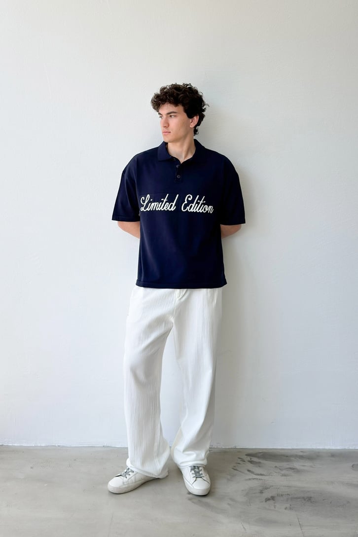Limited Edition Baskılı Triko Polo Yaka Tişört