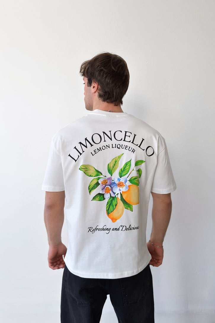 Limoncello Baskılı Ekru Oversize Tişört