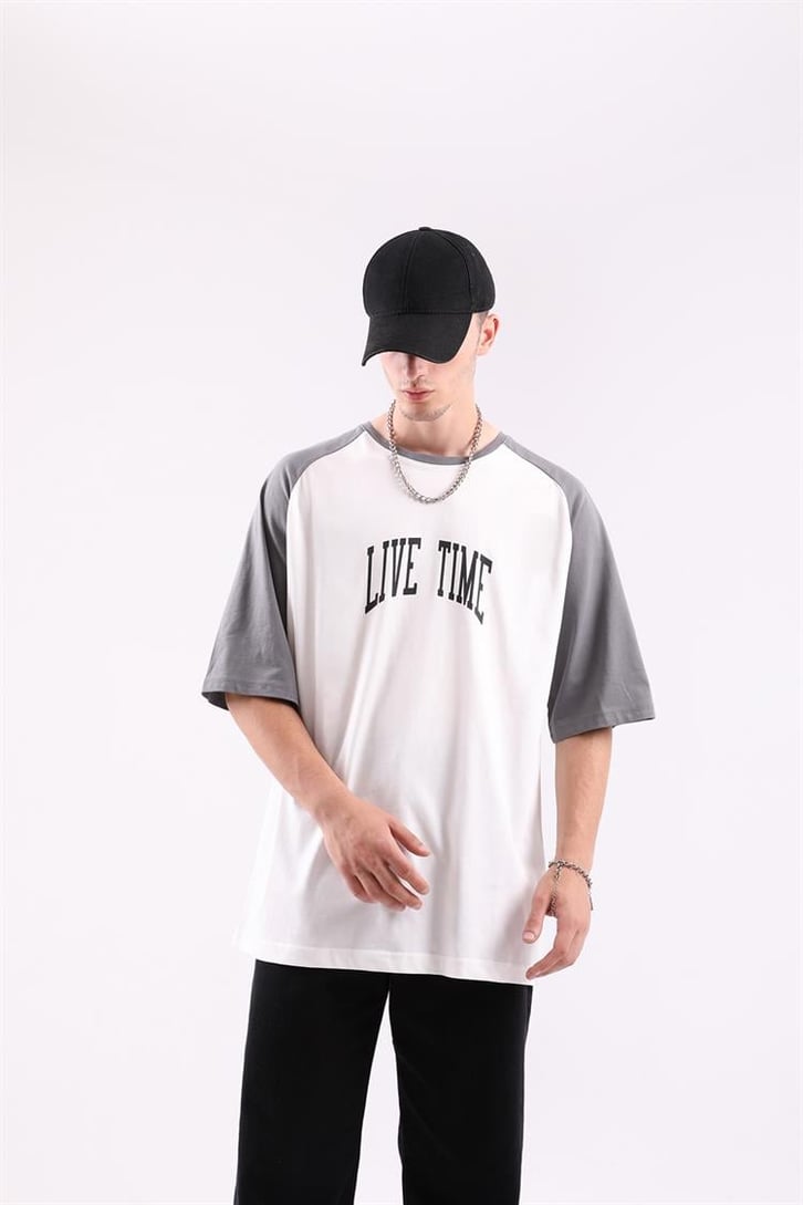 Live Time Baskılı Oversize Tshirt