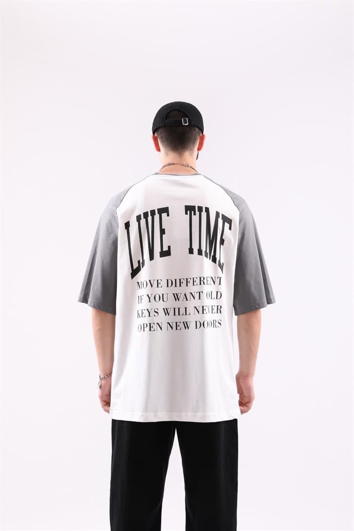 Live Time Baskılı Oversize Tshirt