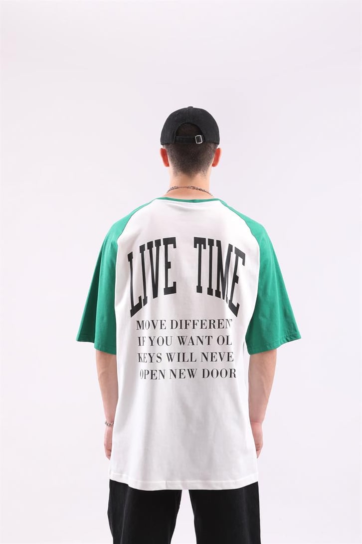 Live Time Baskılı Oversize Tshirt