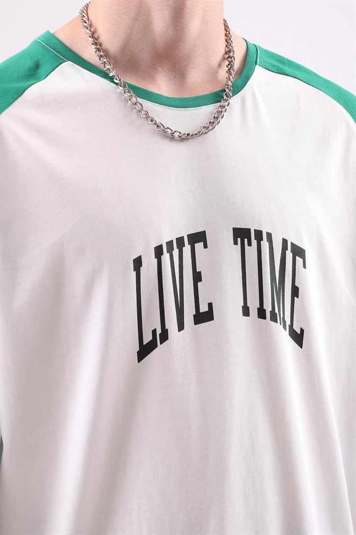 Live Time Baskılı Oversize Tshirt