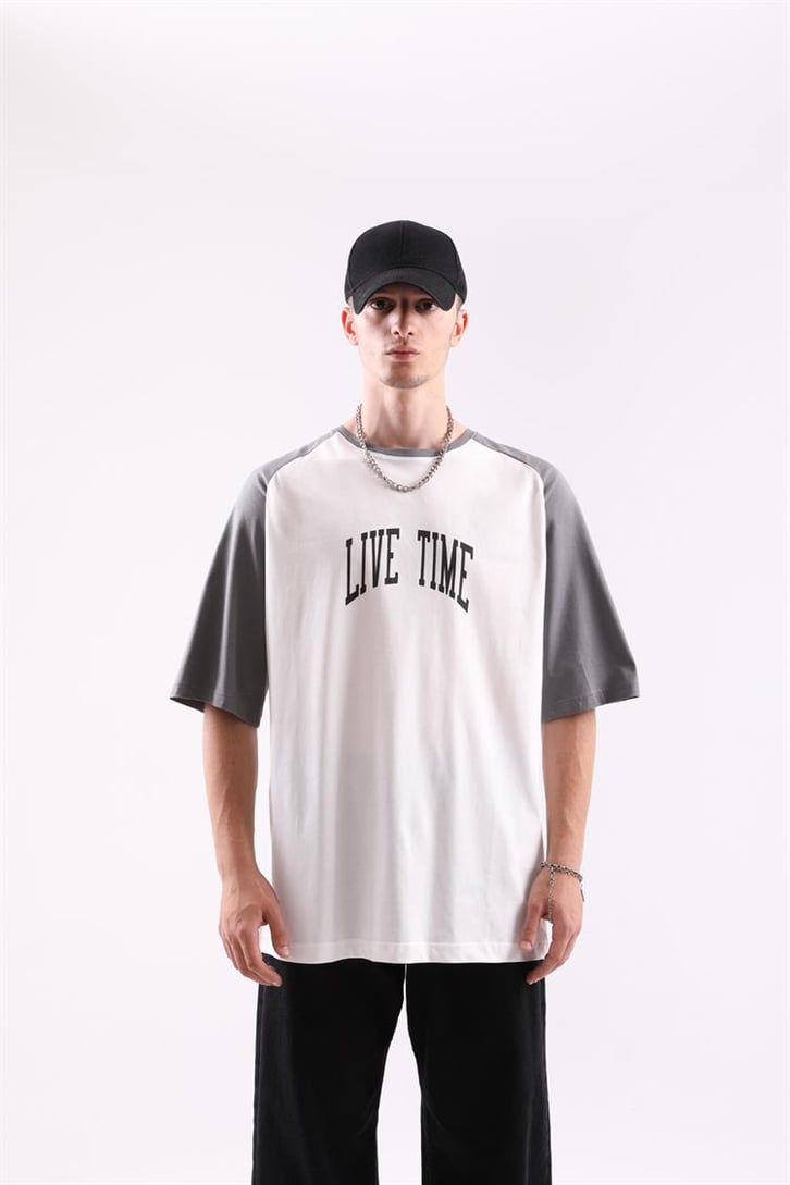 Live Time Baskılı Oversize Tshirt